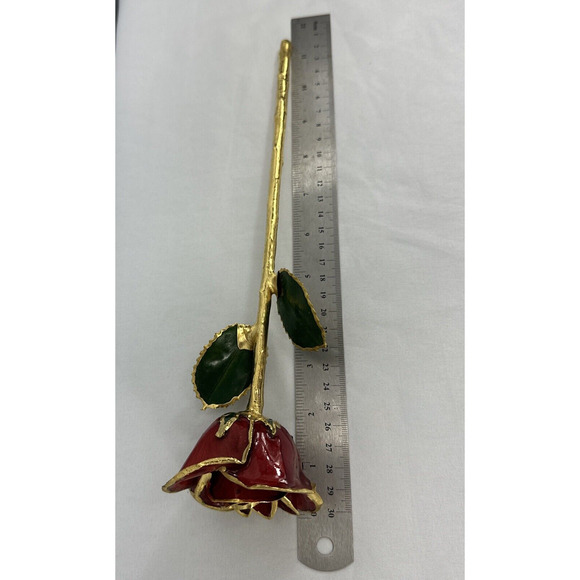 Red Rose 24K Gold Plated Forever Flower Valentines Day Gift Home Decor - Picture 8 of 9